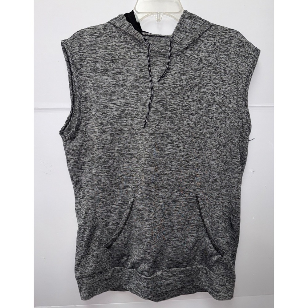 Mens Workout Hoodie Sleeveless Muscle Tank Top Gym Pullover Hooded Sweatshirt